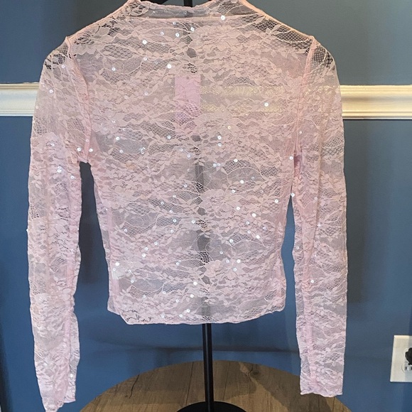 Pink Lace Long Sleeve Top - Picture 1 of 4
